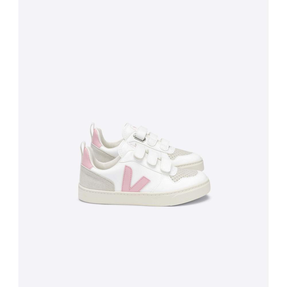 Veja V-10 STRAPS CWL Joggesko Barn White/Pink | NO 859SGL